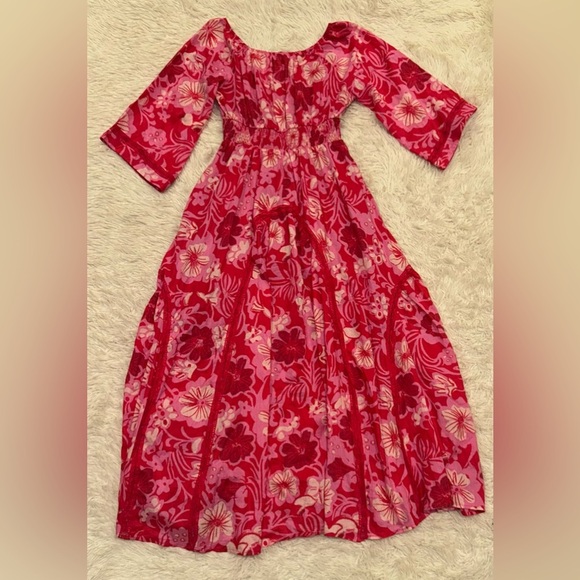 NEW FREE PEOPLE Printed Smocked Waist floral print Maxi Ruby combo Dress sz S - Picture 8 of 8